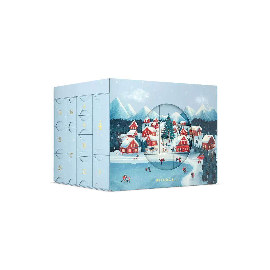 Deluxe Advent Kalender met winterdorp illustratie